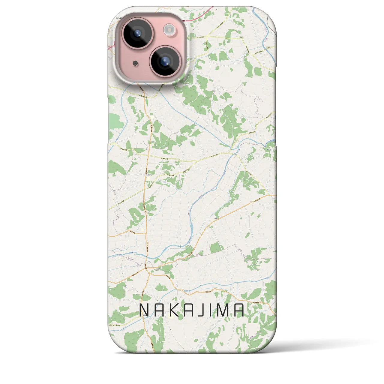 【中島】地図柄iPhoneケース（バックカバータイプ・ナチュラル）iPhone 15 Plus 用