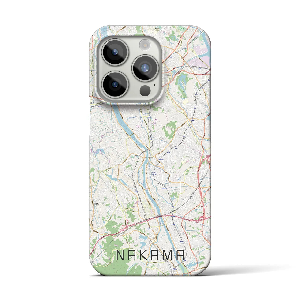 【中間】地図柄iPhoneケース（バックカバータイプ・ナチュラル）iPhone 15 Pro 用