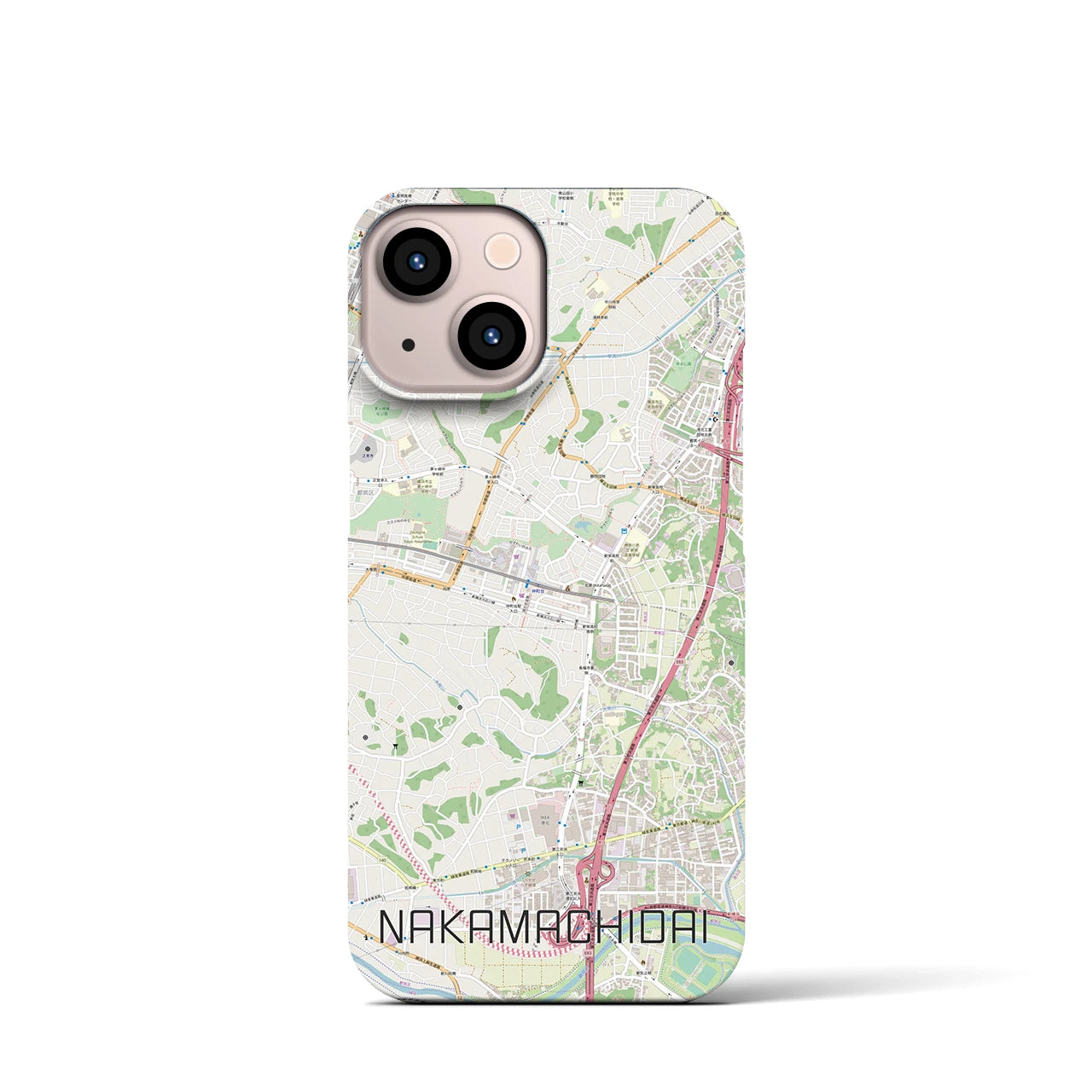 【仲町台】地図柄iPhoneケース（バックカバータイプ・ナチュラル）iPhone 13 mini 用