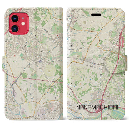【仲町台（神奈川県）】地図柄iPhoneケース（手帳タイプ）ナチュラル・iPhone 11 用