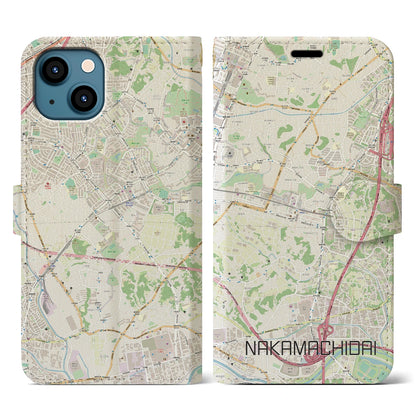 【仲町台（神奈川県）】地図柄iPhoneケース（手帳タイプ）ナチュラル・iPhone 13 用