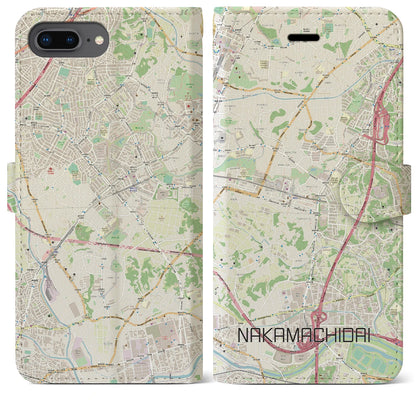 【仲町台（神奈川県）】地図柄iPhoneケース（手帳タイプ）ナチュラル・iPhone 8Plus /7Plus / 6sPlus / 6Plus 用