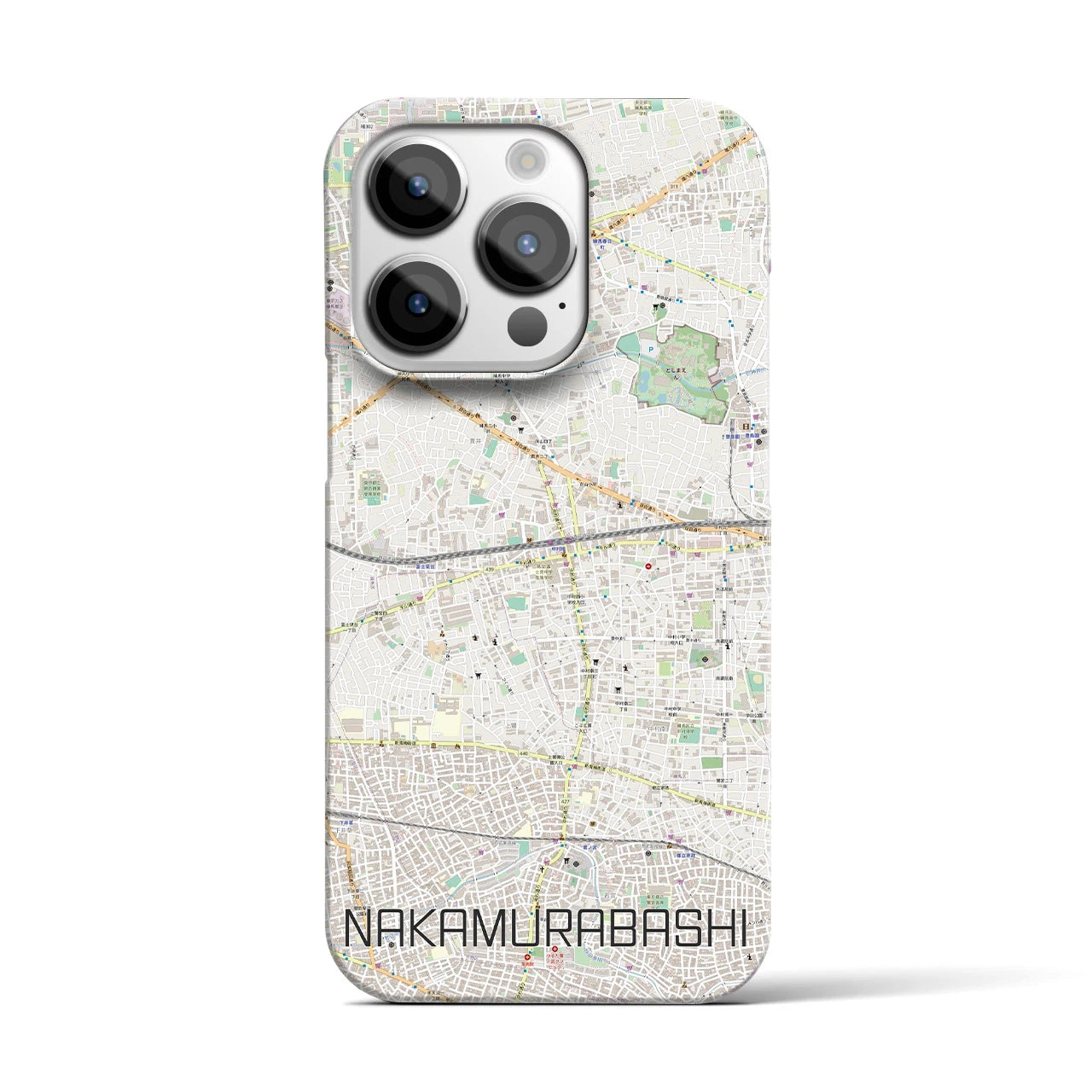 【中村橋】地図柄iPhoneケース（バックカバータイプ・ナチュラル）iPhone 14 Pro 用