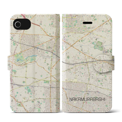 【中村橋（東京都）】地図柄iPhoneケース（手帳タイプ）ナチュラル・iPhone SE（第3 / 第2世代） / 8 / 7 / 6s / 6 用