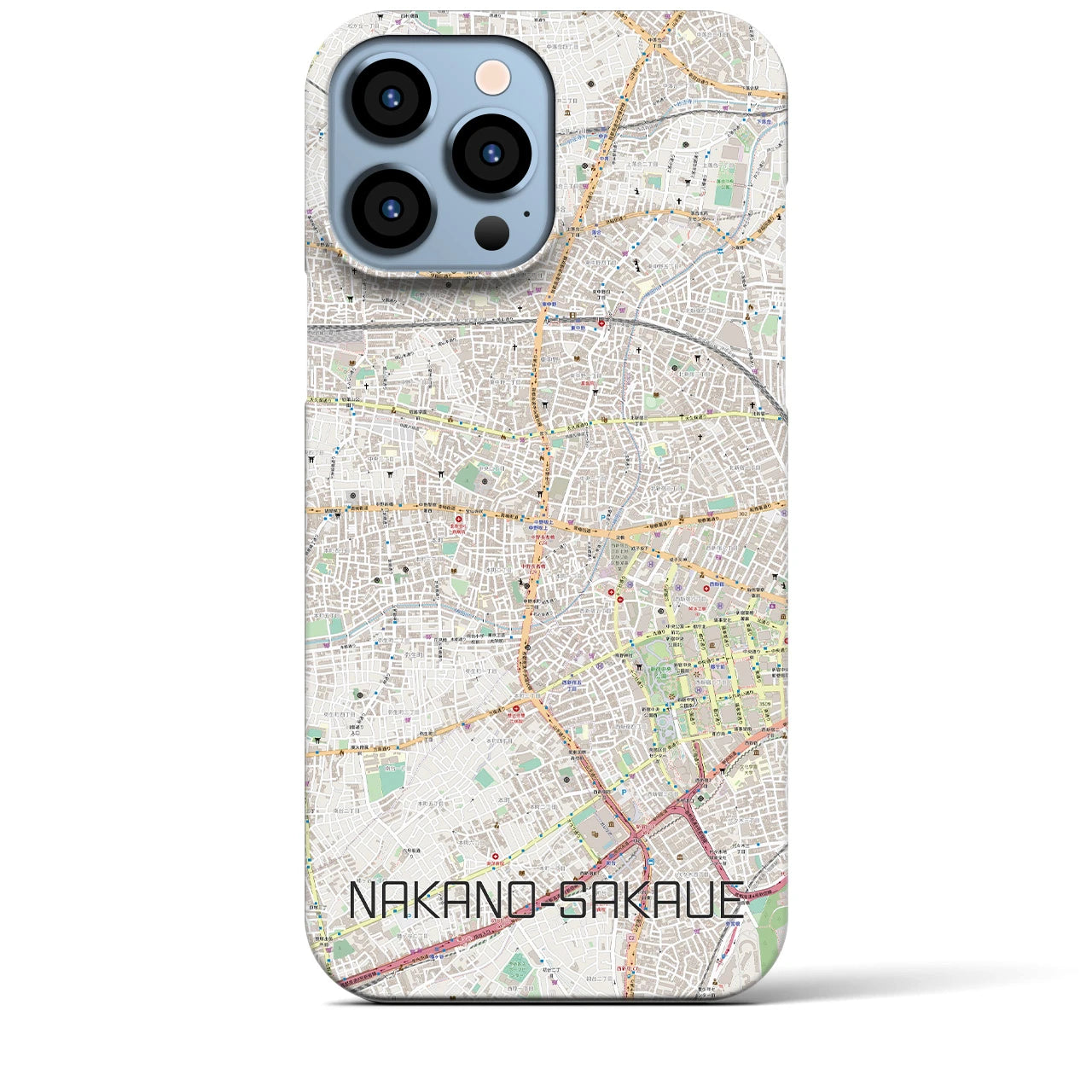 【中野坂上】地図柄iPhoneケース（バックカバータイプ・ナチュラル）iPhone 13 Pro Max 用