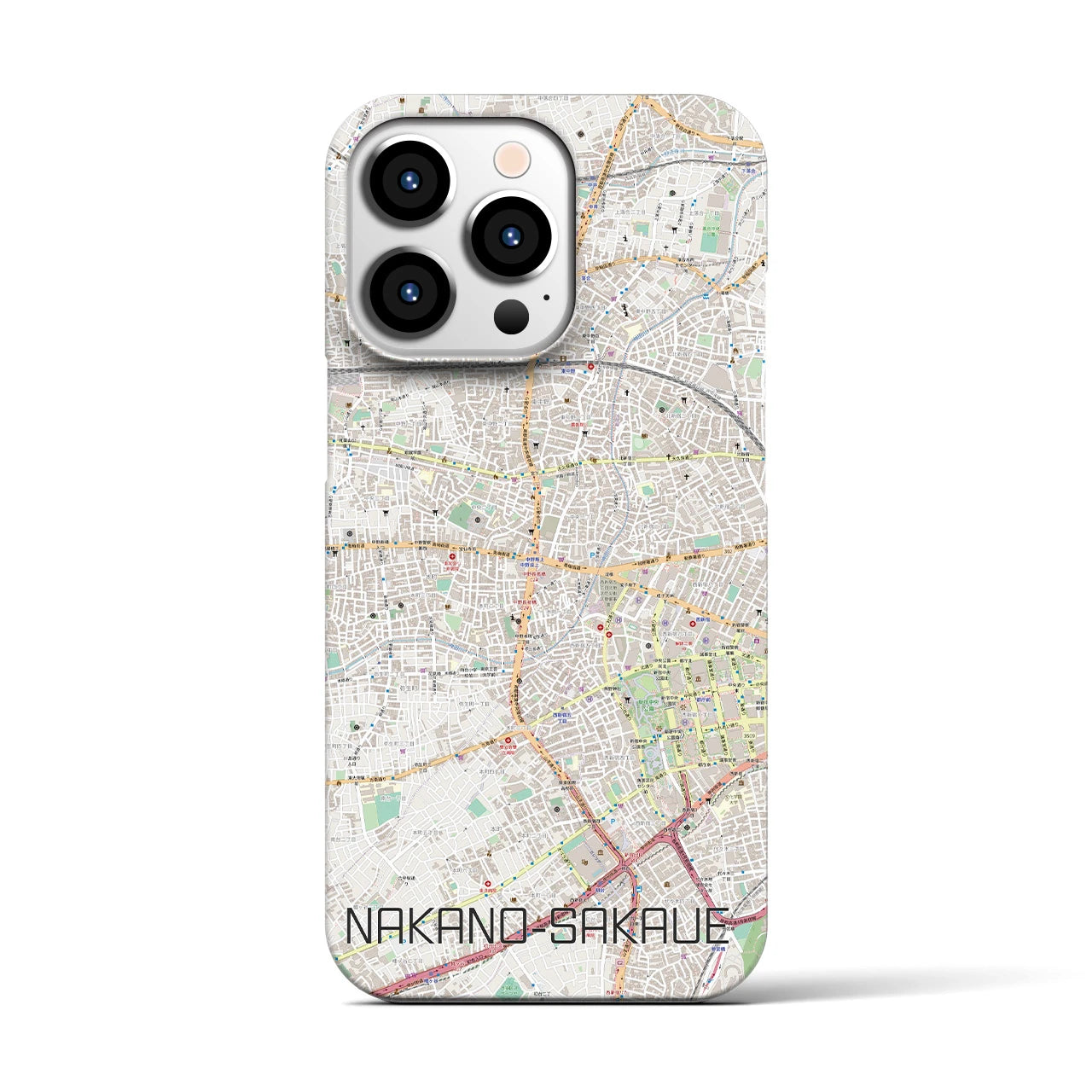 【中野坂上】地図柄iPhoneケース（バックカバータイプ・ナチュラル）iPhone 13 Pro 用