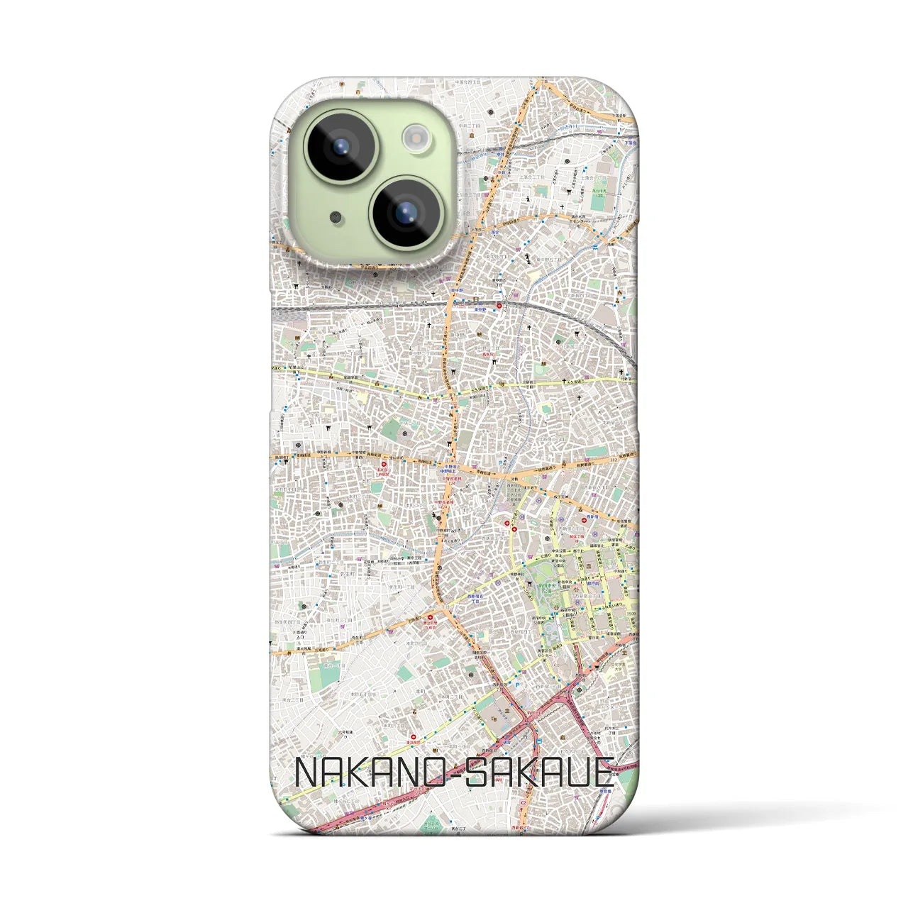 【中野坂上】地図柄iPhoneケース（バックカバータイプ・ナチュラル）iPhone 15 用