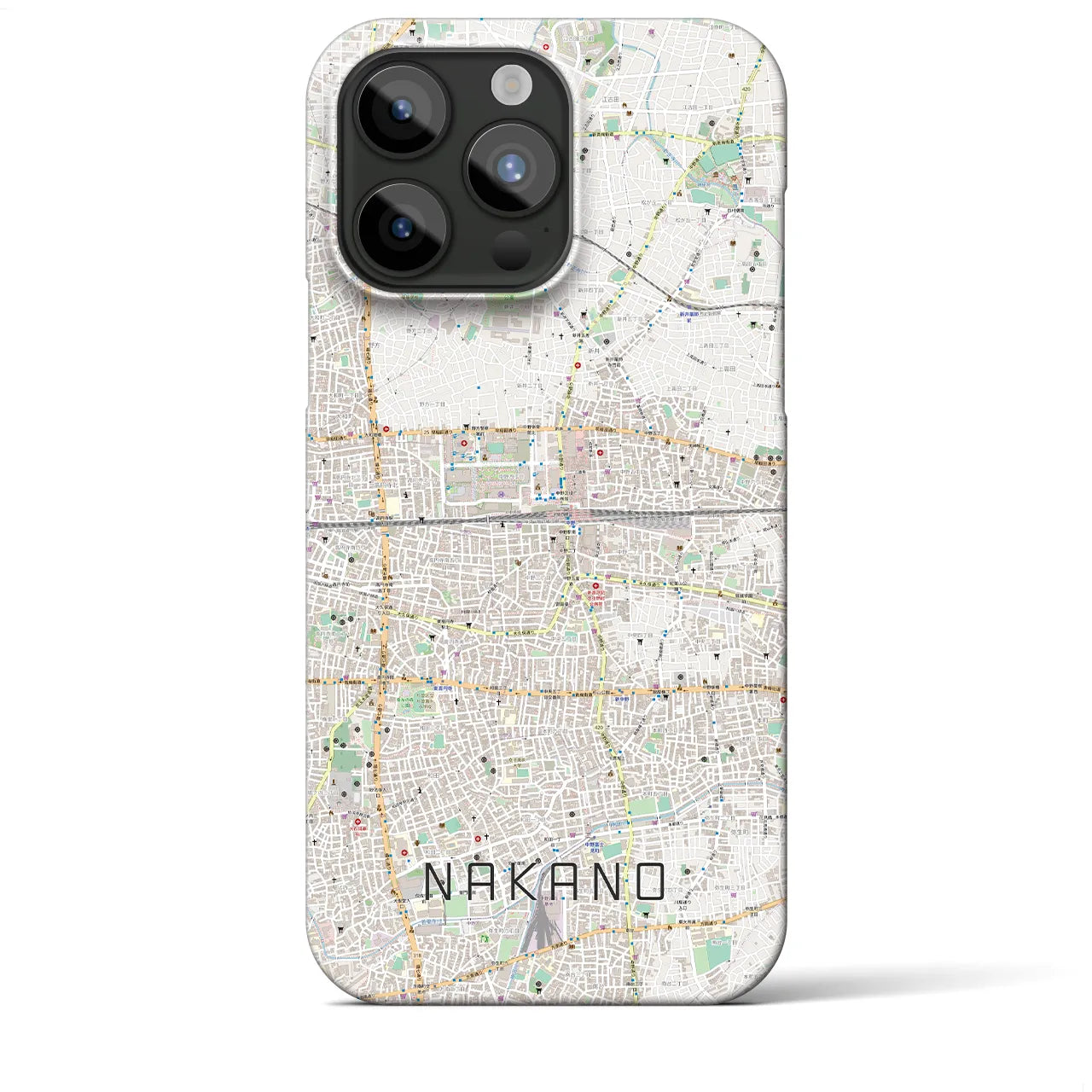 【中野2】地図柄iPhoneケース（バックカバータイプ・ナチュラル）iPhone 15 Pro Max 用