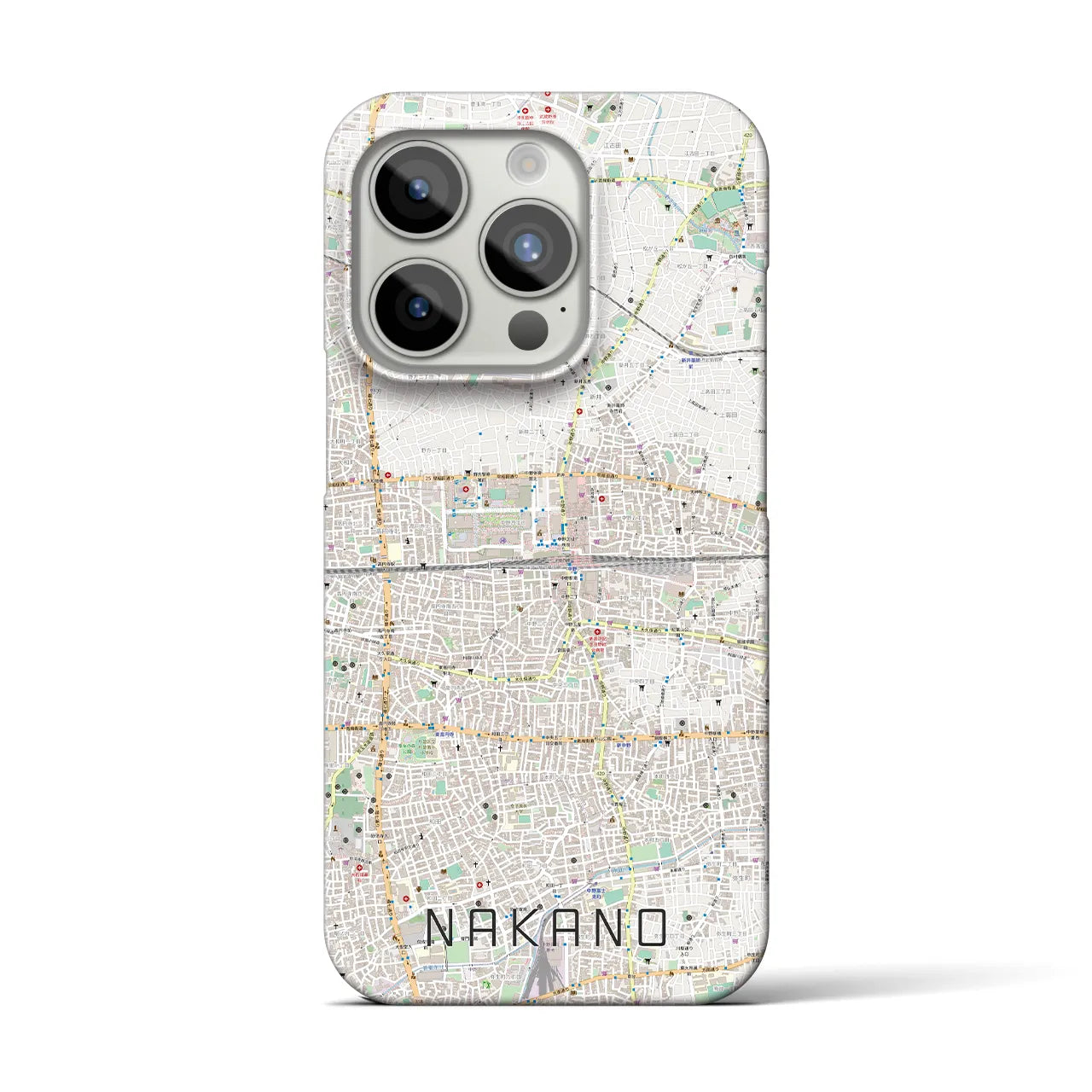 【中野2】地図柄iPhoneケース（バックカバータイプ・ナチュラル）iPhone 15 Pro 用