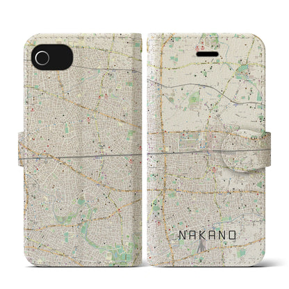 【中野2（東京都）】地図柄iPhoneケース（手帳タイプ）ナチュラル・iPhone SE（第3 / 第2世代） / 8 / 7 / 6s / 6 用