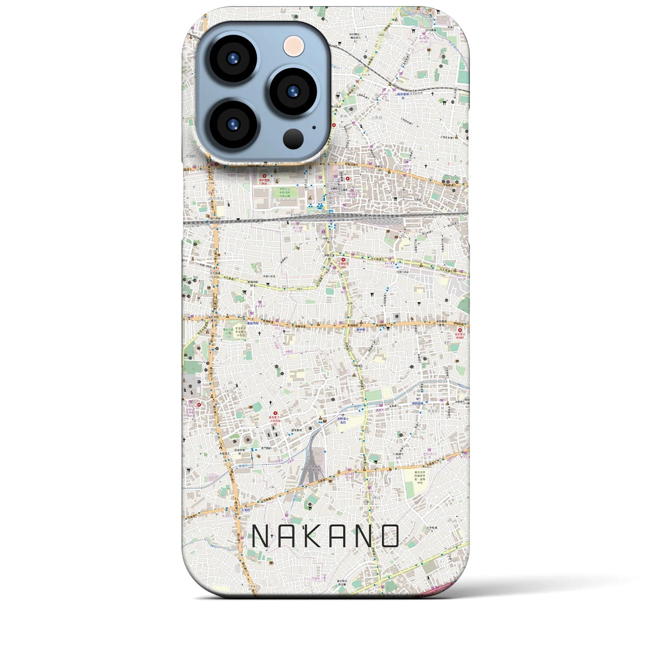 【中野】地図柄iPhoneケース（バックカバータイプ・ナチュラル）iPhone 13 Pro Max 用