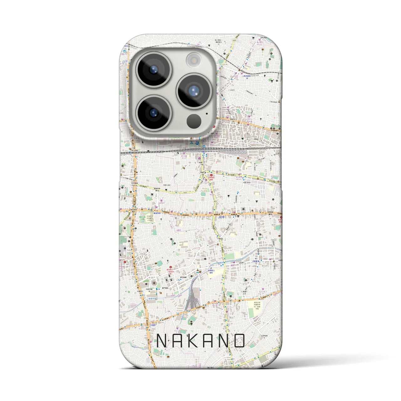 【中野】地図柄iPhoneケース（バックカバータイプ・ナチュラル）iPhone 15 Pro 用