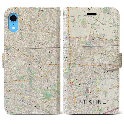【中野（東京都）】地図柄iPhoneケース（手帳タイプ）ナチュラル・iPhone XR 用