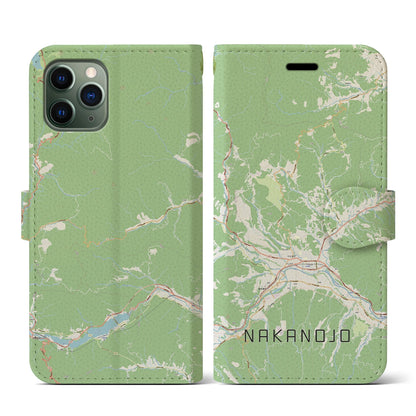 【中之条（群馬県）】地図柄iPhoneケース（手帳タイプ）ナチュラル・iPhone 11 Pro 用