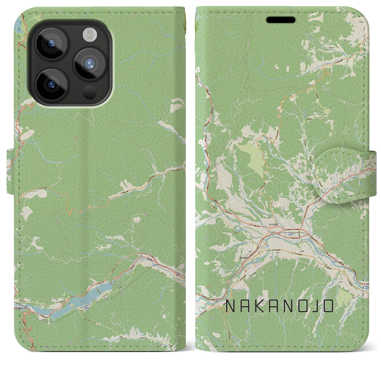 【中之条】地図柄iPhoneケース（手帳両面タイプ・ナチュラル）iPhone 15 Pro Max 用