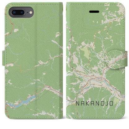 【中之条（群馬県）】地図柄iPhoneケース（手帳タイプ）ナチュラル・iPhone 8Plus /7Plus / 6sPlus / 6Plus 用