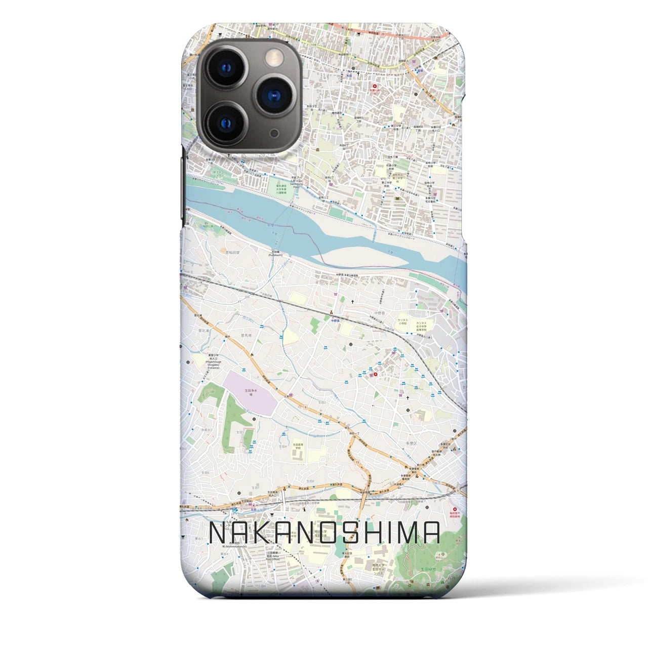 【中野島】地図柄iPhoneケース（バックカバータイプ・ナチュラル）iPhone 11 Pro Max 用