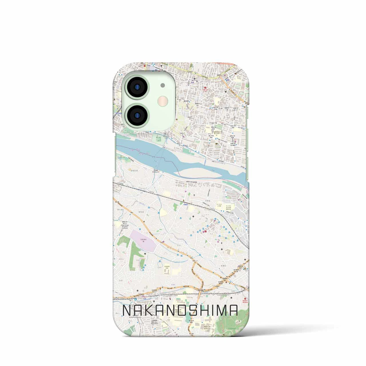 【中野島】地図柄iPhoneケース（バックカバータイプ・ナチュラル）iPhone 12 mini 用