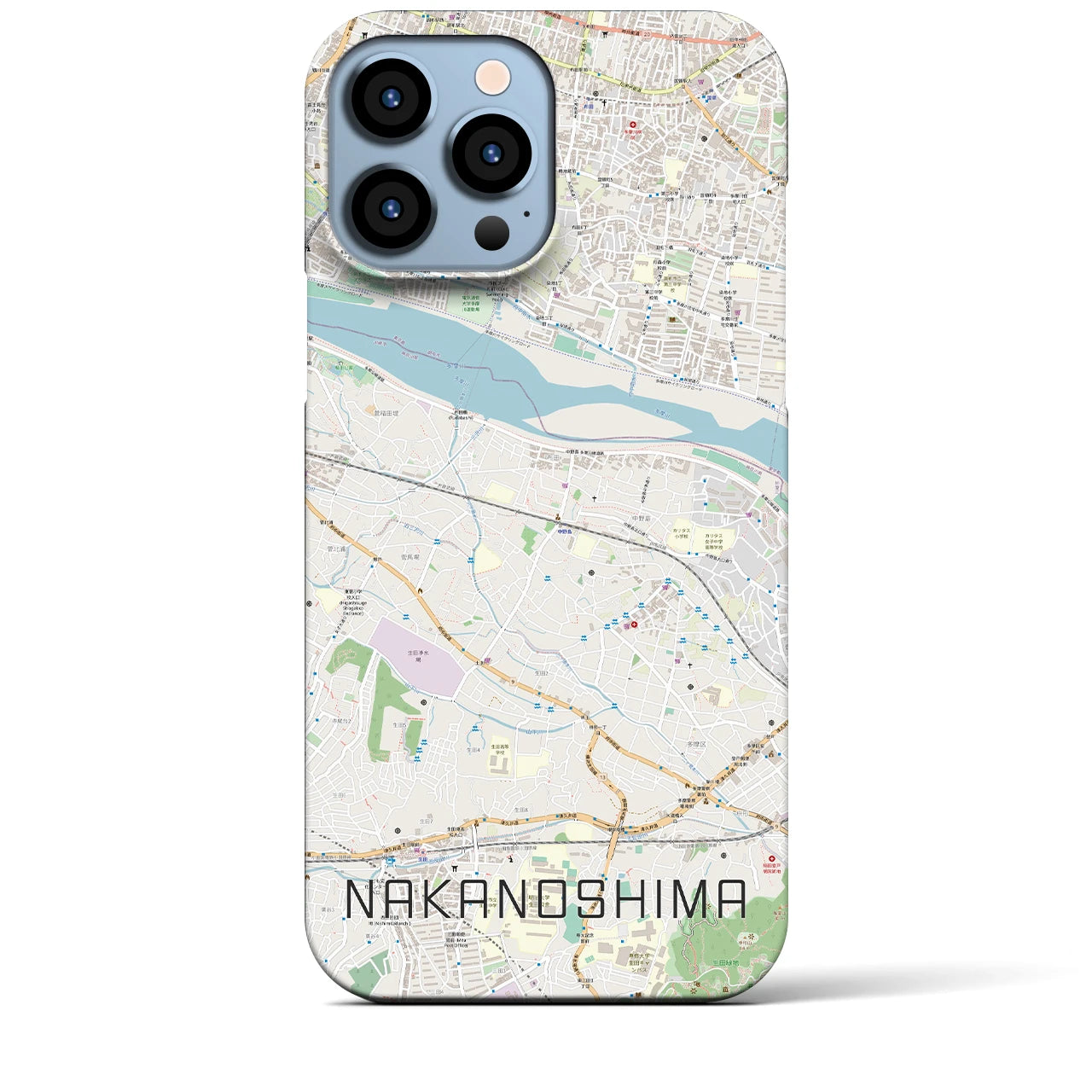 【中野島】地図柄iPhoneケース（バックカバータイプ・ナチュラル）iPhone 13 Pro Max 用
