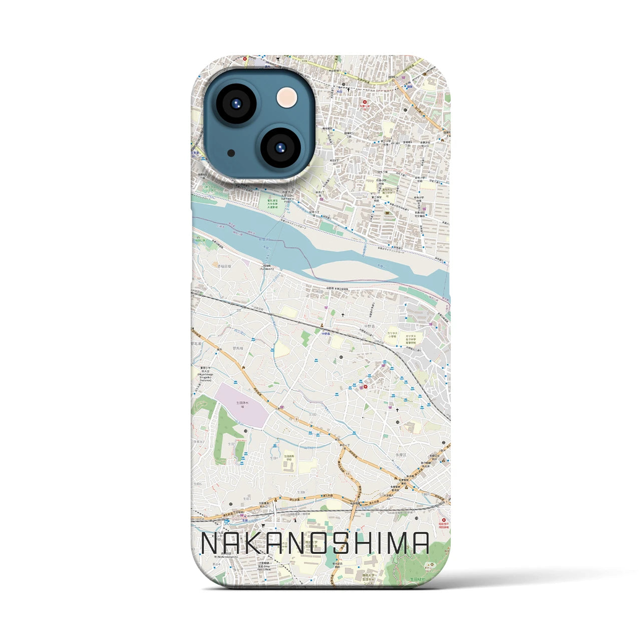 【中野島】地図柄iPhoneケース（バックカバータイプ・ナチュラル）iPhone 13 用