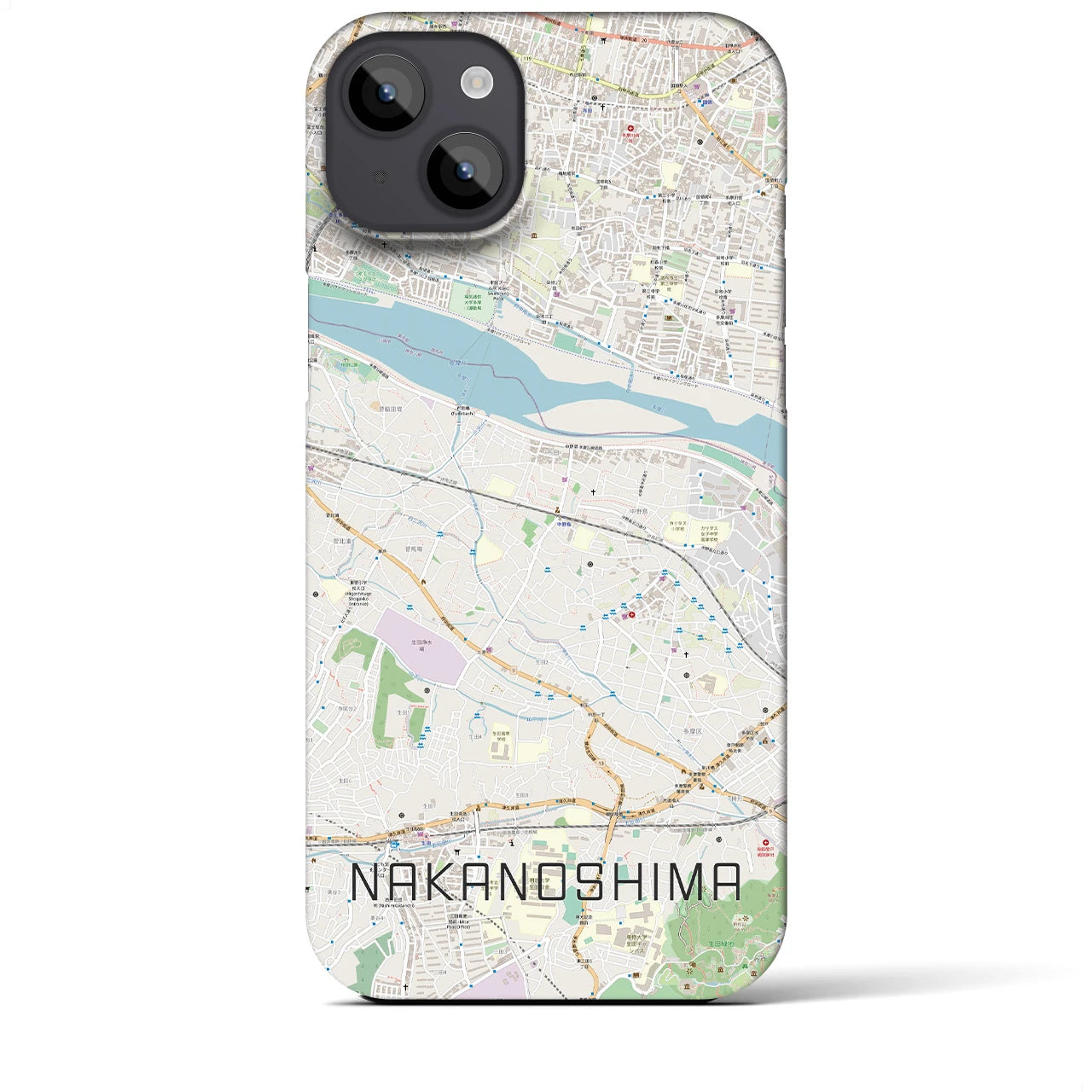 【中野島】地図柄iPhoneケース（バックカバータイプ・ナチュラル）iPhone 14 Plus 用