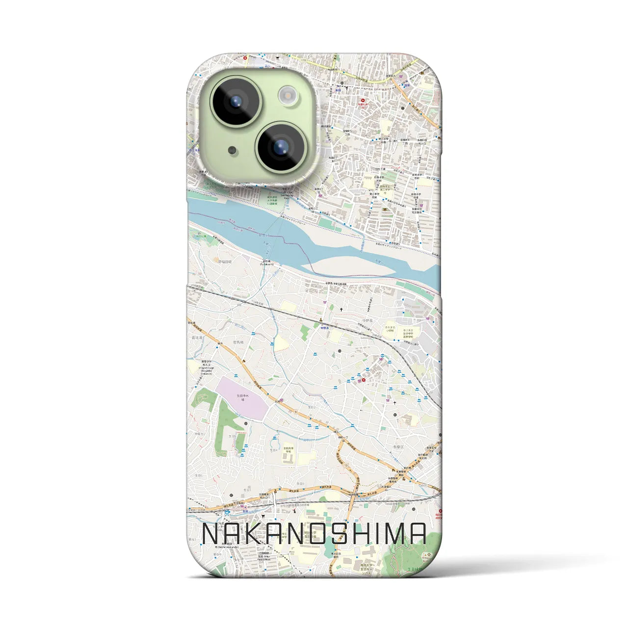 【中野島】地図柄iPhoneケース（バックカバータイプ・ナチュラル）iPhone 15 用