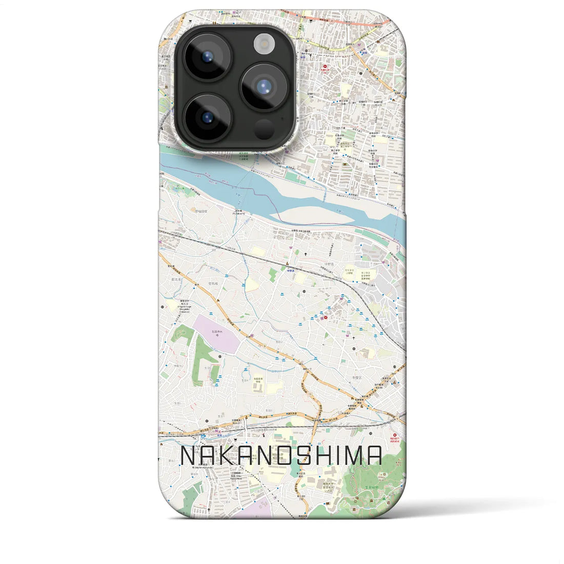【中野島】地図柄iPhoneケース（バックカバータイプ・ナチュラル）iPhone 15 Pro Max 用