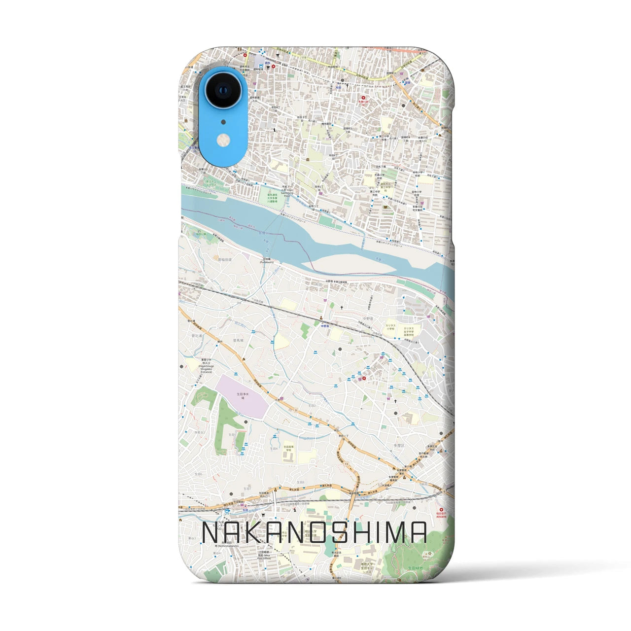 【中野島】地図柄iPhoneケース（バックカバータイプ・ナチュラル）iPhone XR 用