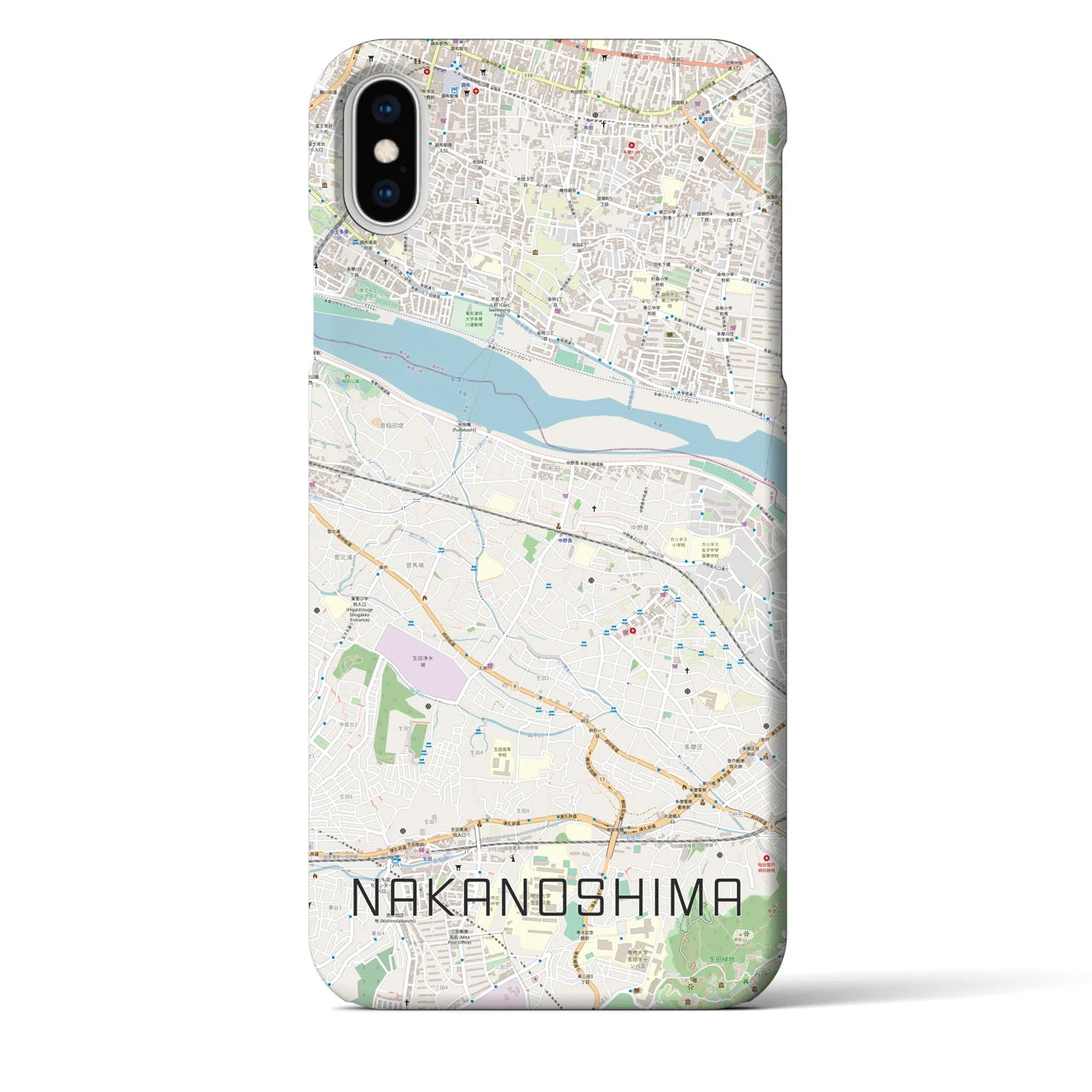 【中野島】地図柄iPhoneケース（バックカバータイプ・ナチュラル）iPhone XS Max 用