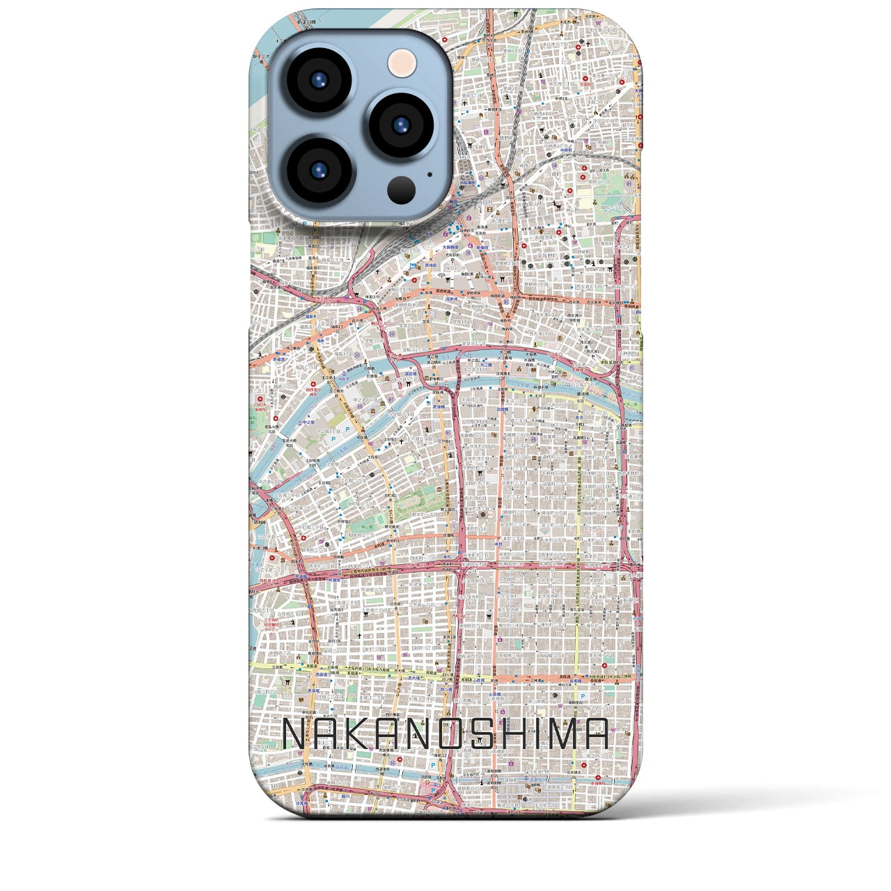 【中之島】地図柄iPhoneケース（バックカバータイプ・ナチュラル）iPhone 13 Pro Max 用