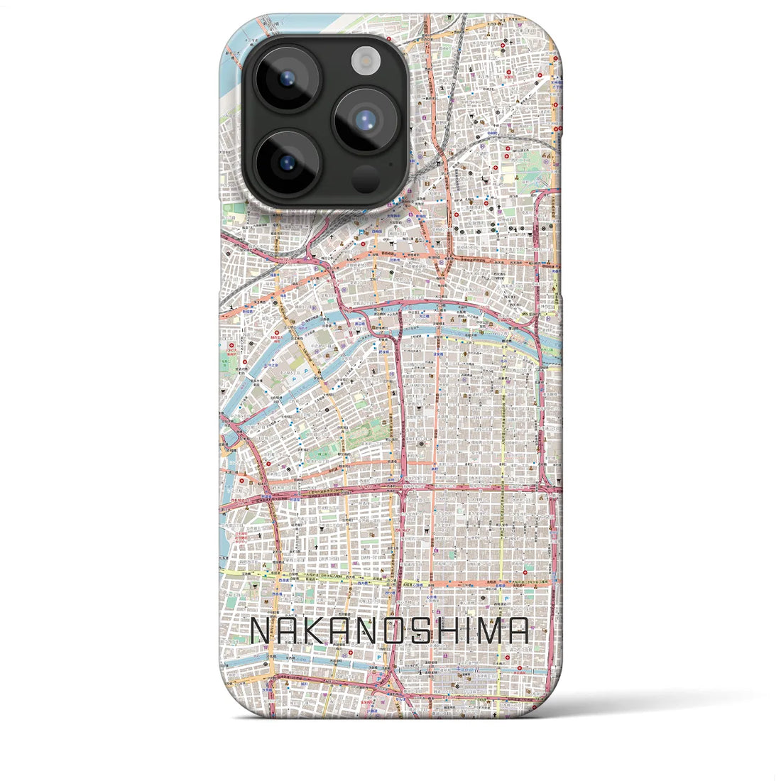 【中之島】地図柄iPhoneケース（バックカバータイプ・ナチュラル）iPhone 15 Pro Max 用
