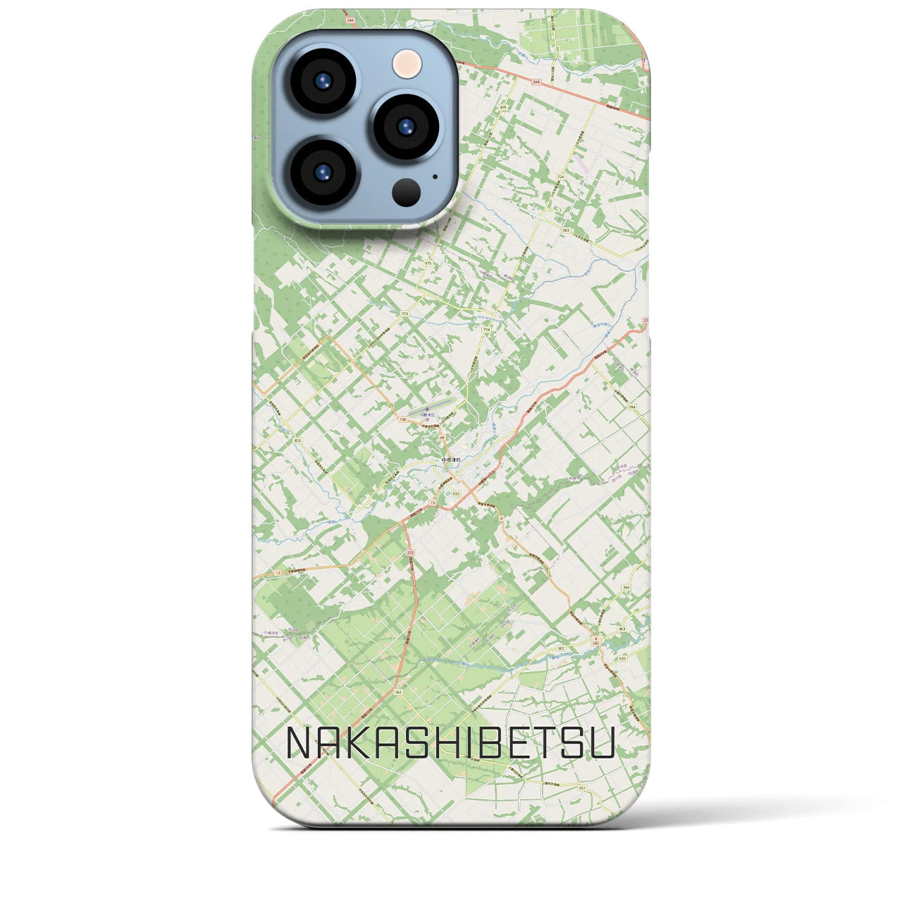 【中標津】地図柄iPhoneケース（バックカバータイプ・ナチュラル）iPhone 13 Pro Max 用