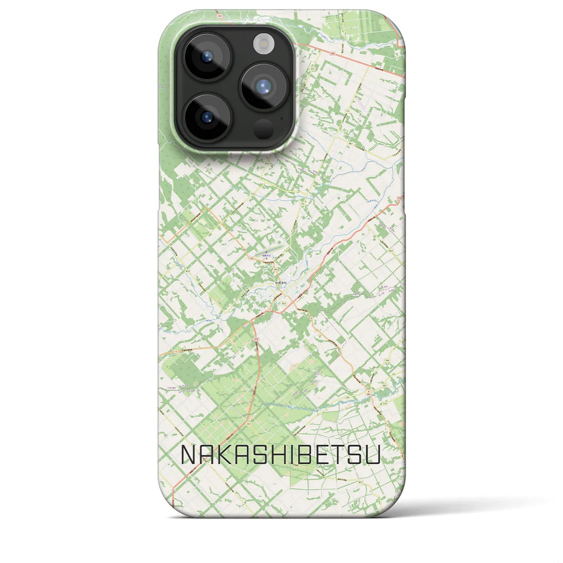 【中標津】地図柄iPhoneケース（バックカバータイプ・ナチュラル）iPhone 15 Pro Max 用