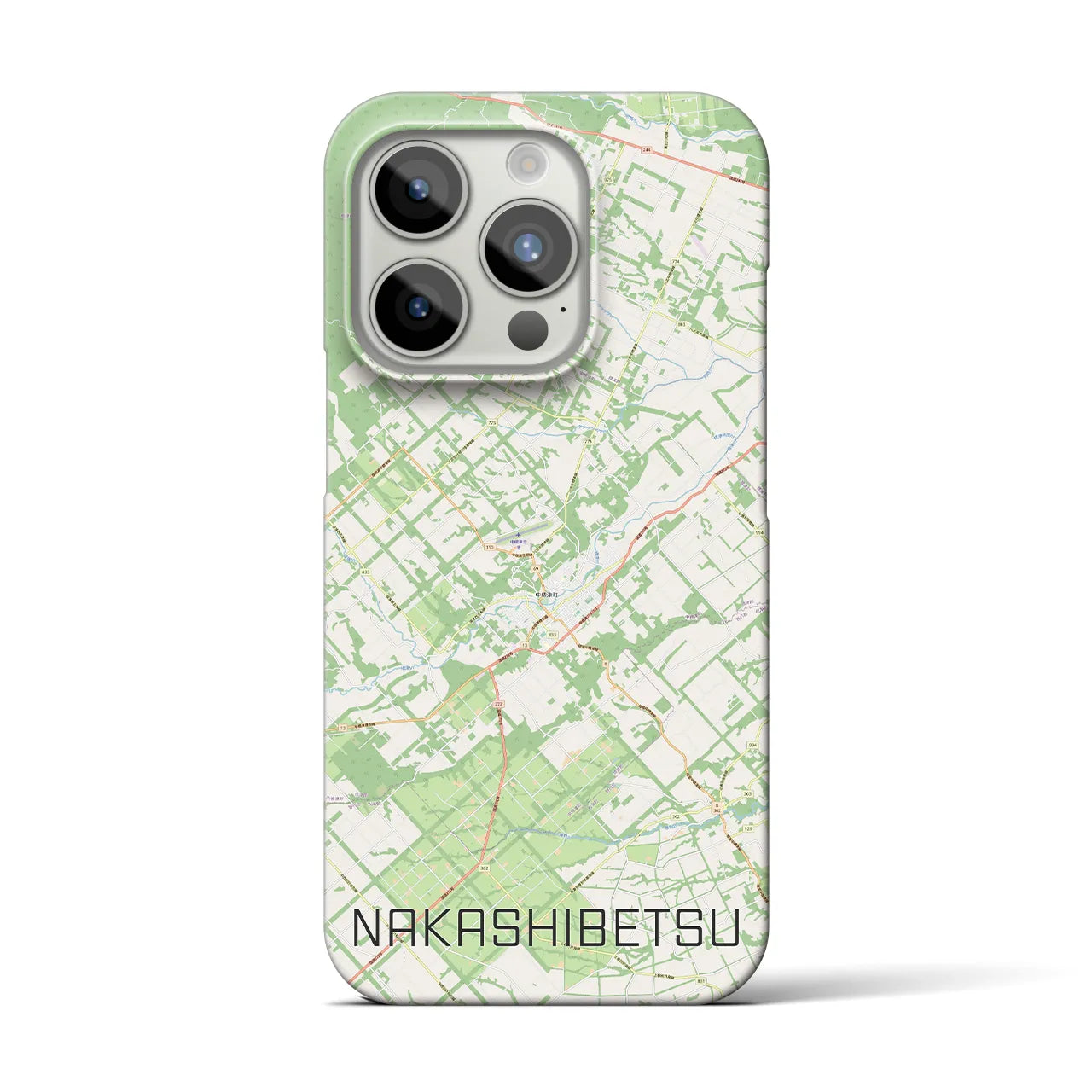【中標津】地図柄iPhoneケース（バックカバータイプ・ナチュラル）iPhone 15 Pro 用