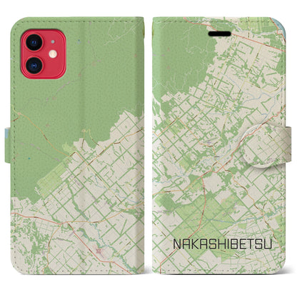【中標津（北海道）】地図柄iPhoneケース（手帳タイプ）ナチュラル・iPhone 11 用