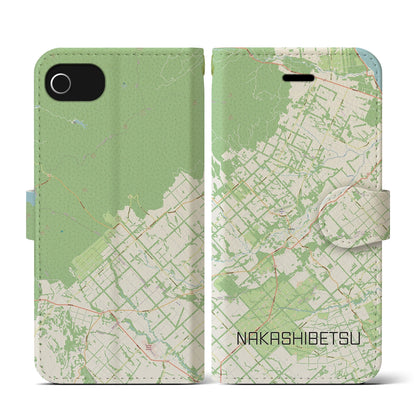 【中標津（北海道）】地図柄iPhoneケース（手帳タイプ）ナチュラル・iPhone SE（第3 / 第2世代） / 8 / 7 / 6s / 6 用