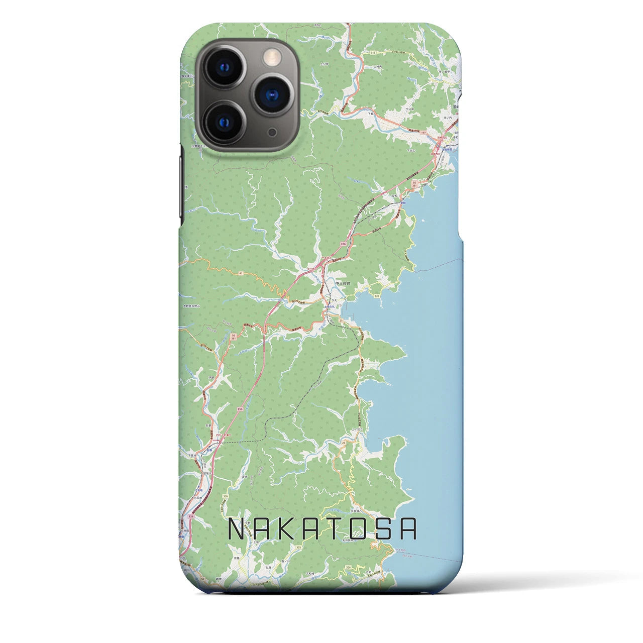 【中土佐】地図柄iPhoneケース（バックカバータイプ・ナチュラル）iPhone 11 Pro Max 用