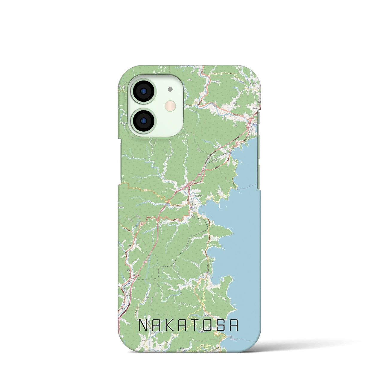【中土佐】地図柄iPhoneケース（バックカバータイプ・ナチュラル）iPhone 12 mini 用