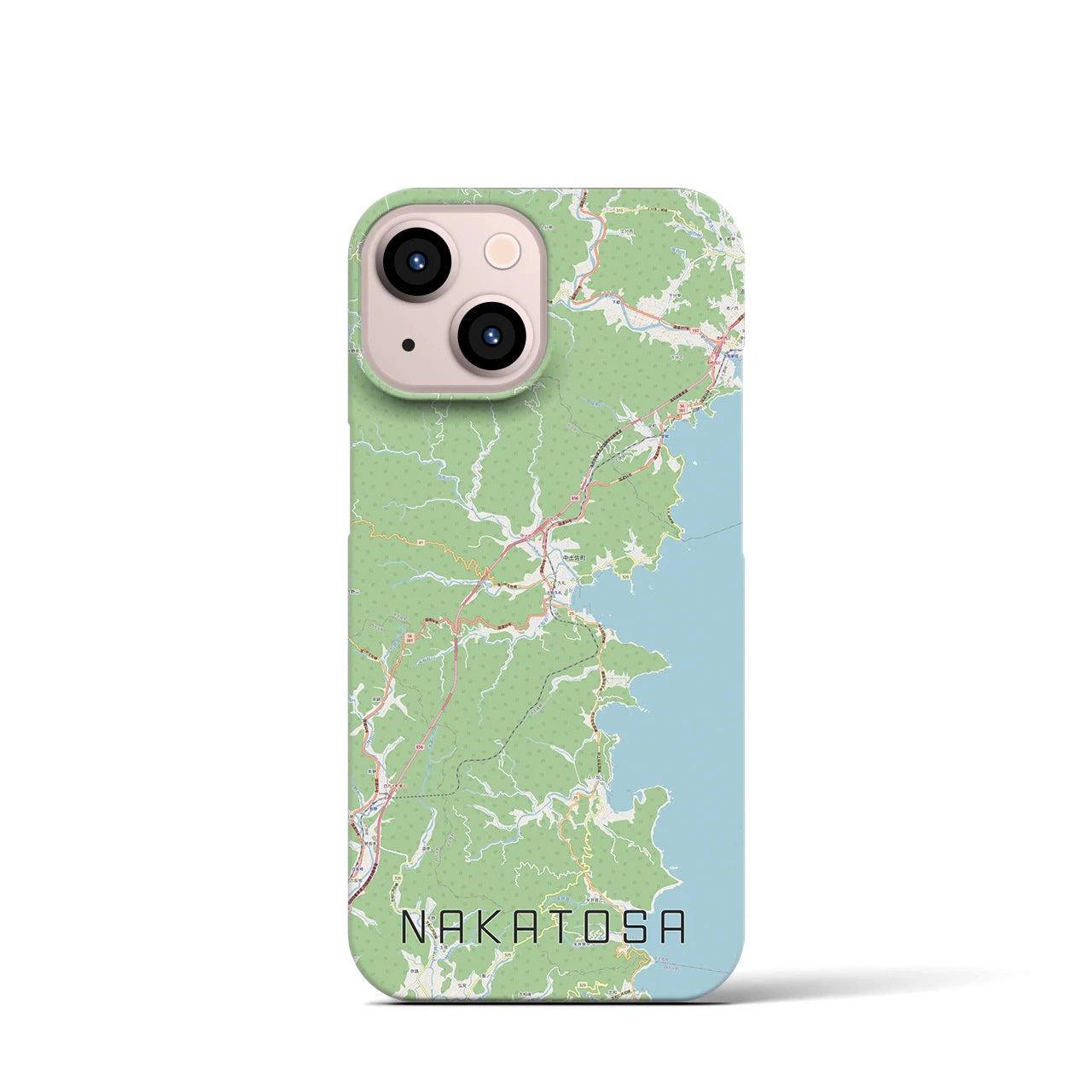 【中土佐】地図柄iPhoneケース（バックカバータイプ・ナチュラル）iPhone 13 mini 用