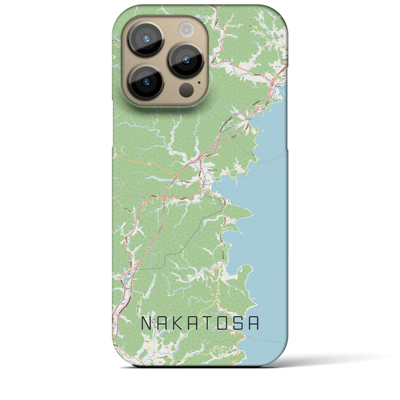 【中土佐】地図柄iPhoneケース（バックカバータイプ・ナチュラル）iPhone 14 Pro Max 用