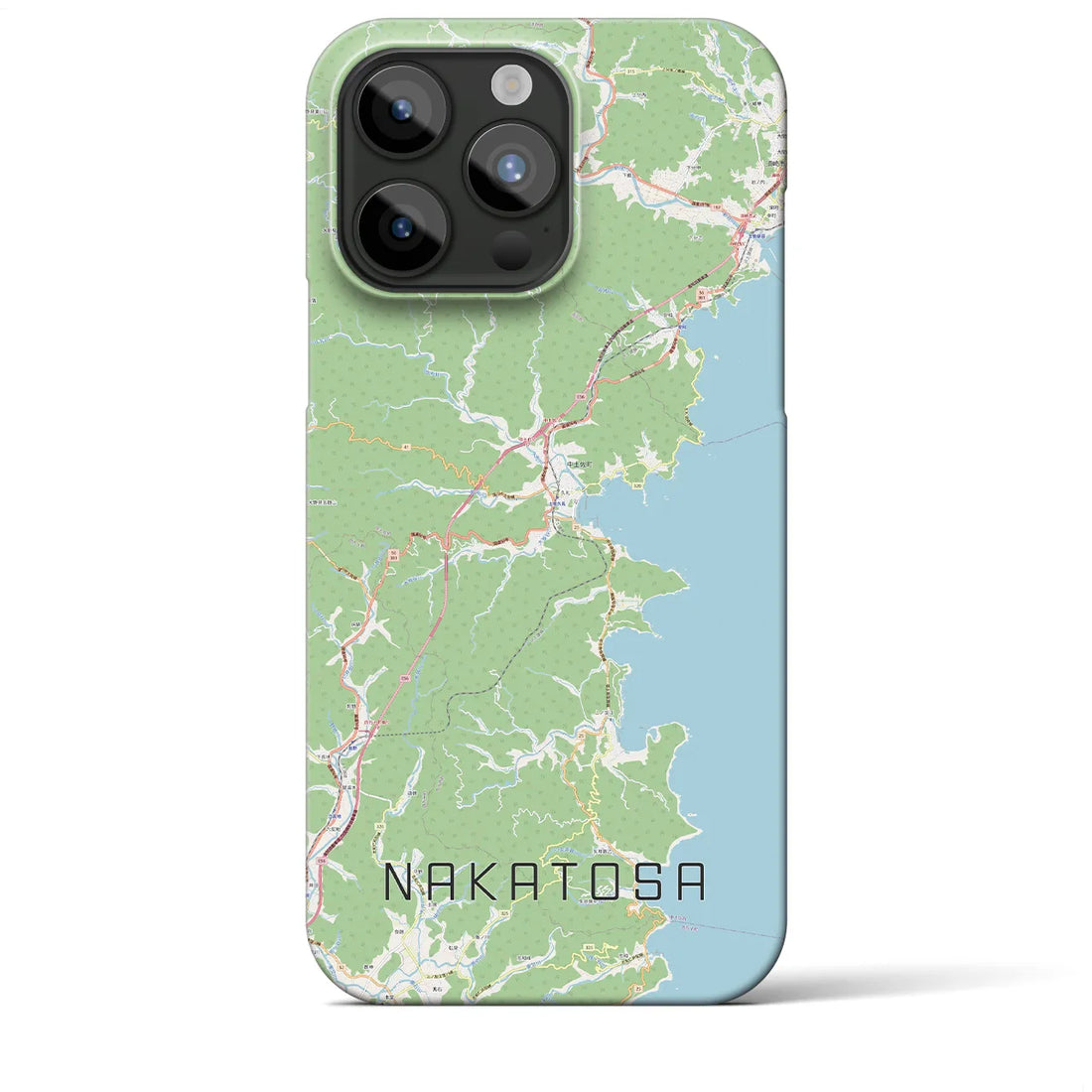 【中土佐】地図柄iPhoneケース（バックカバータイプ・ナチュラル）iPhone 15 Pro Max 用