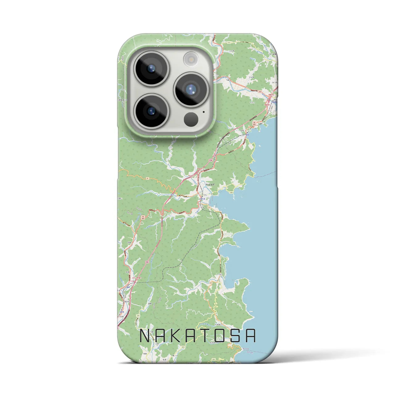 【中土佐】地図柄iPhoneケース（バックカバータイプ・ナチュラル）iPhone 15 Pro 用