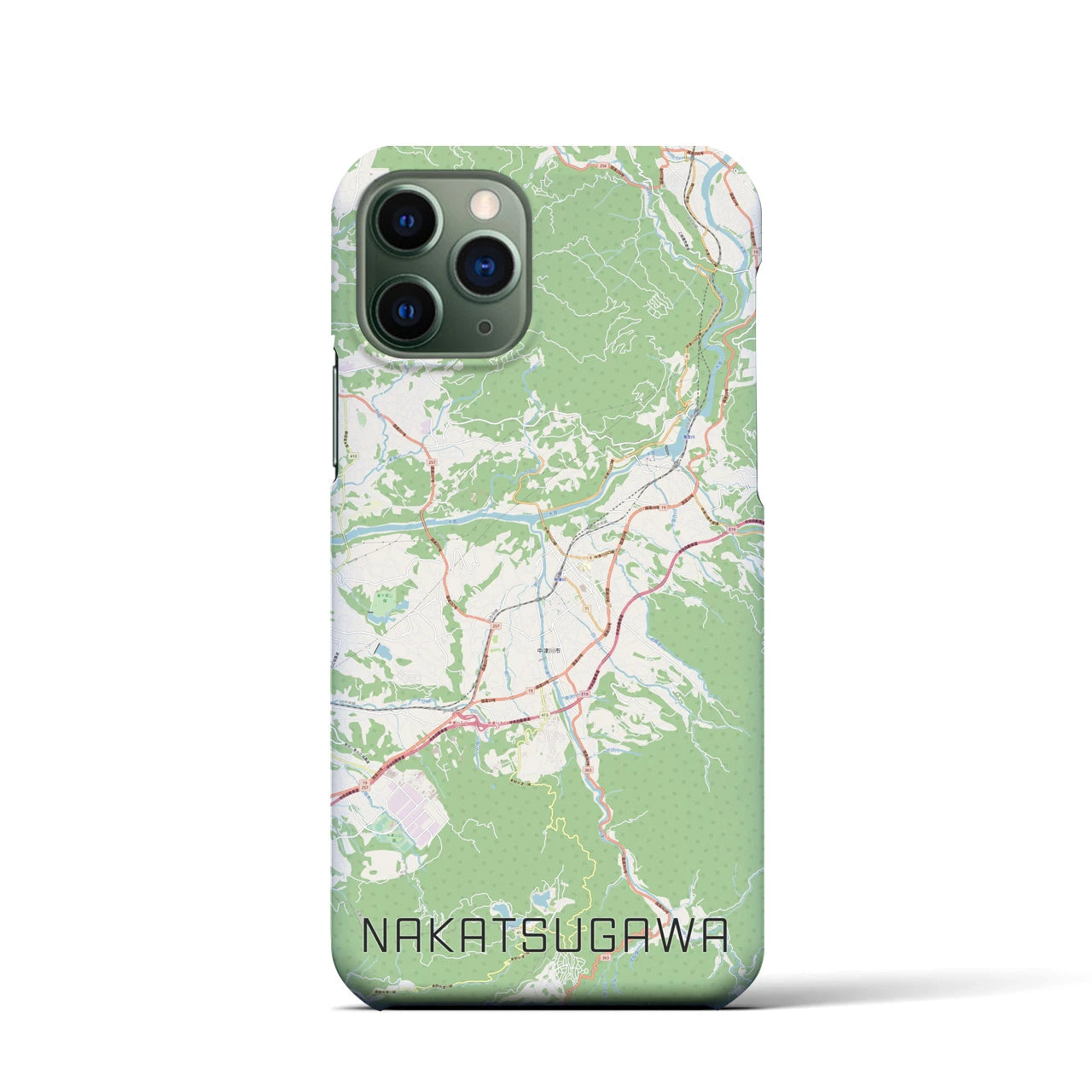 【中津川】地図柄iPhoneケース（バックカバータイプ・ナチュラル）iPhone 11 Pro 用