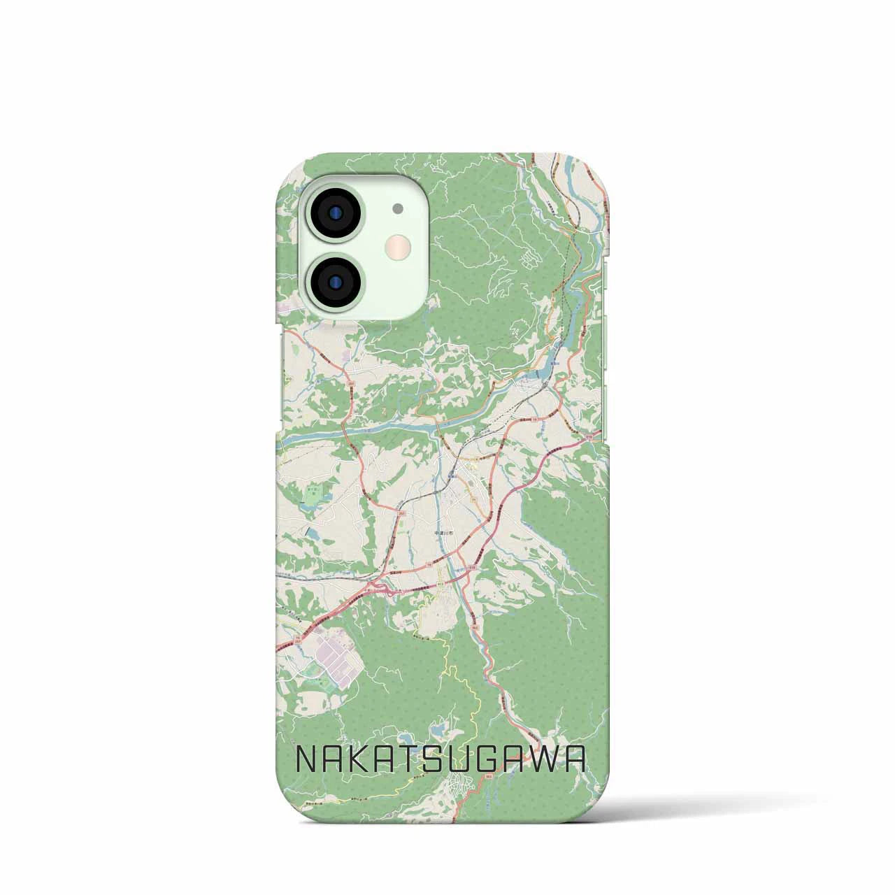 【中津川】地図柄iPhoneケース（バックカバータイプ・ナチュラル）iPhone 12 mini 用
