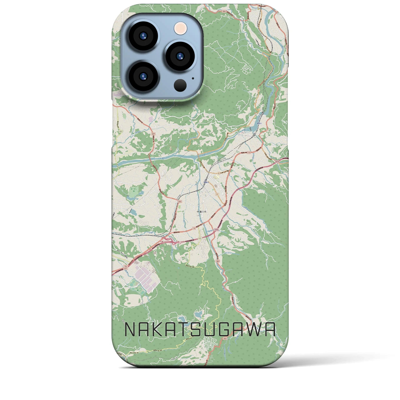 【中津川】地図柄iPhoneケース（バックカバータイプ・ナチュラル）iPhone 13 Pro Max 用