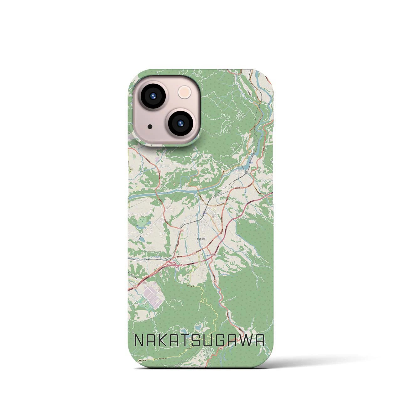 【中津川】地図柄iPhoneケース（バックカバータイプ・ナチュラル）iPhone 13 mini 用