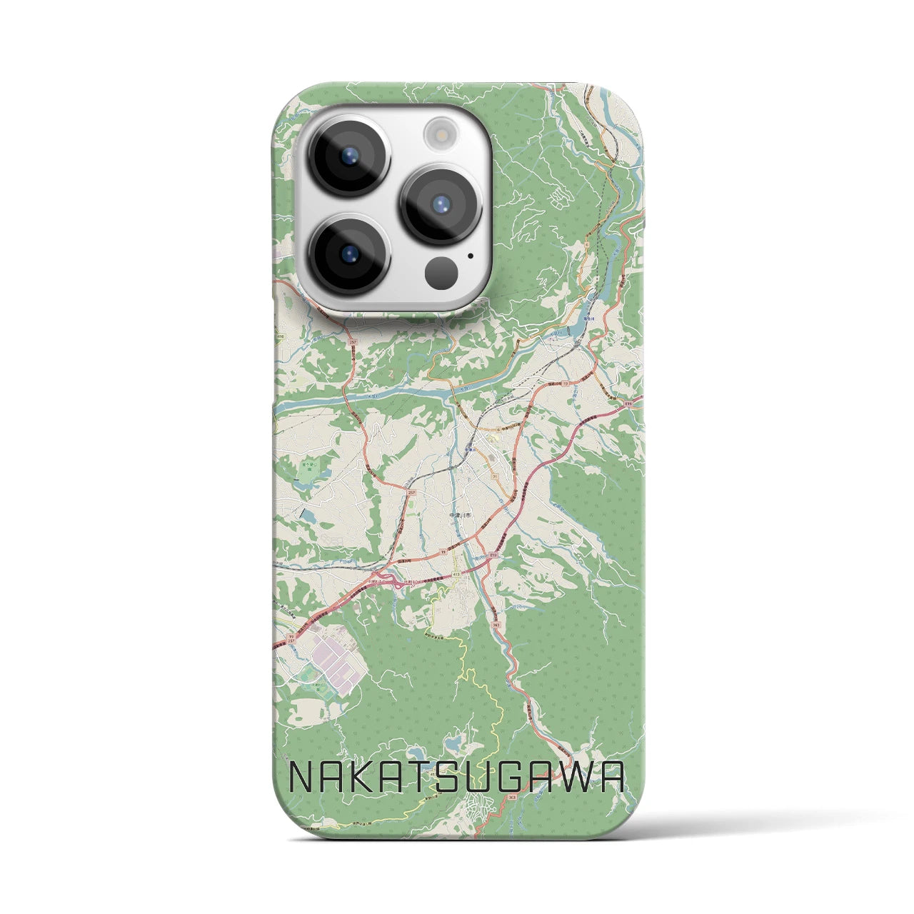 【中津川】地図柄iPhoneケース（バックカバータイプ・ナチュラル）iPhone 14 Pro 用