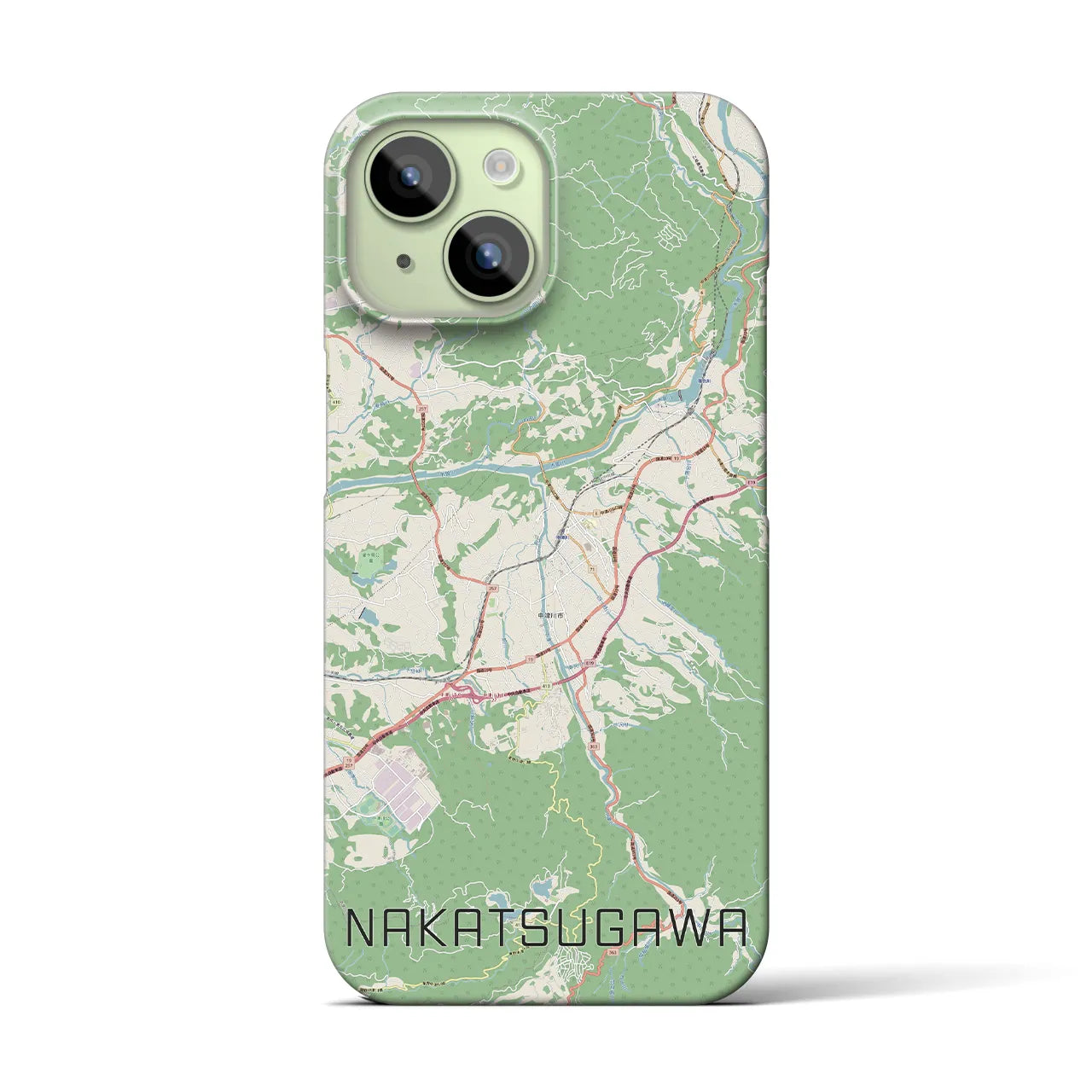 【中津川】地図柄iPhoneケース（バックカバータイプ・ナチュラル）iPhone 15 用