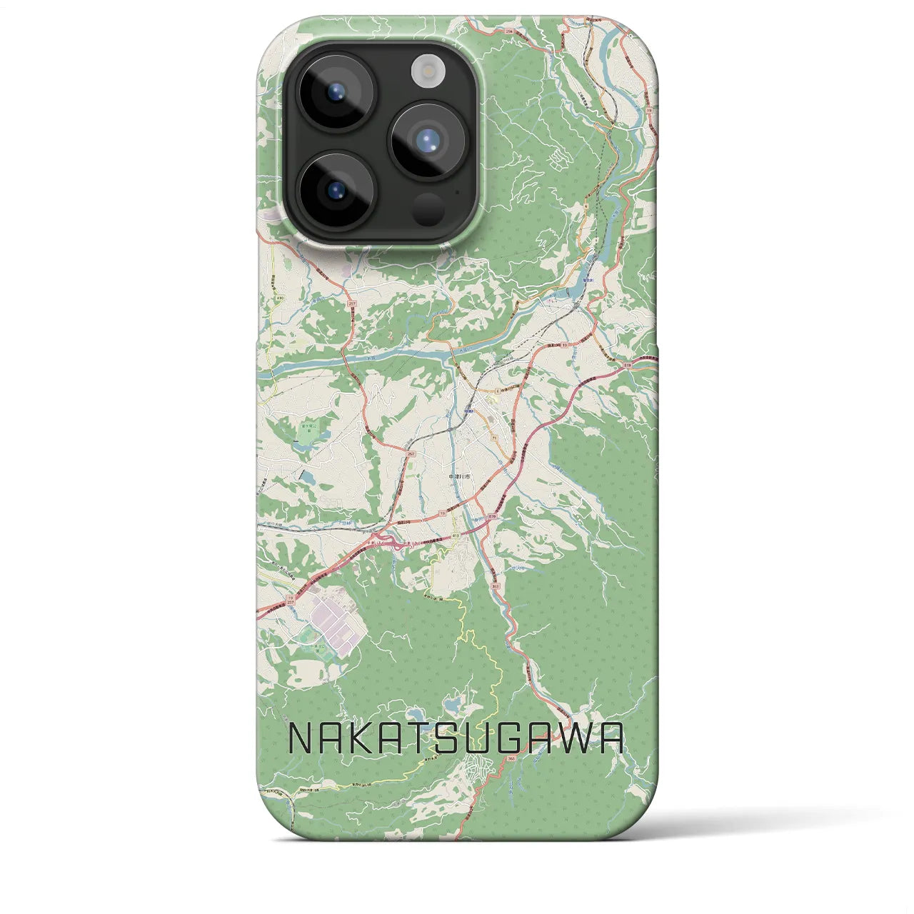 【中津川】地図柄iPhoneケース（バックカバータイプ・ナチュラル）iPhone 15 Pro Max 用
