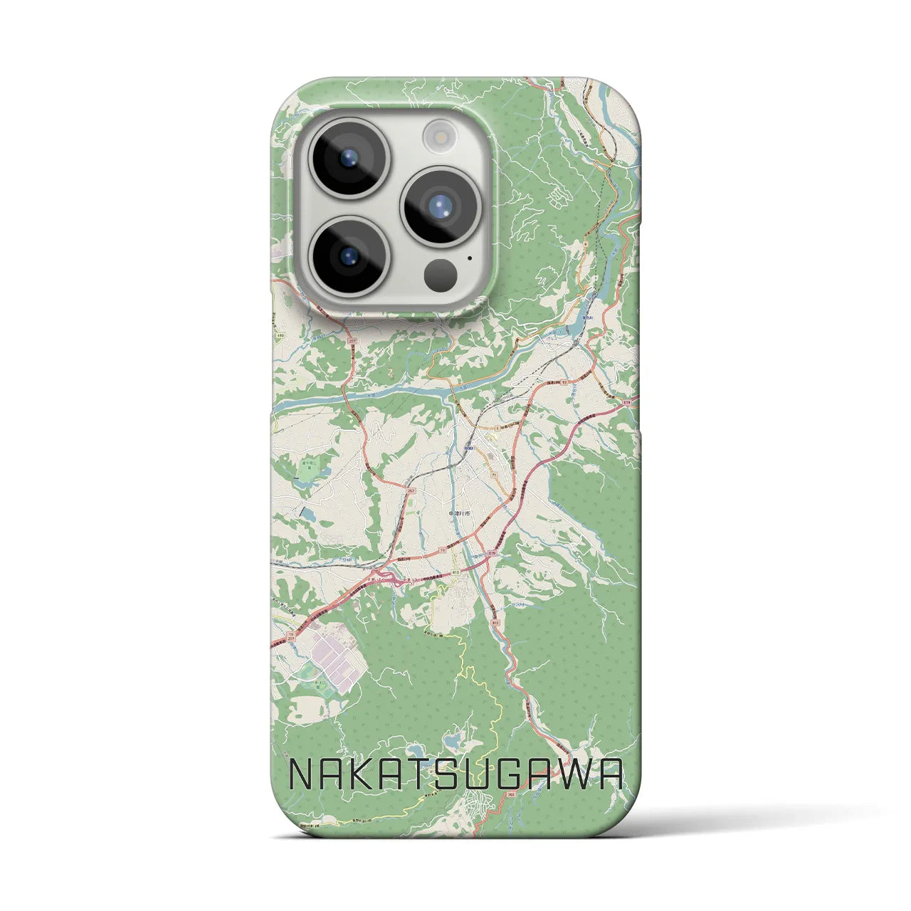 【中津川】地図柄iPhoneケース（バックカバータイプ・ナチュラル）iPhone 15 Pro 用